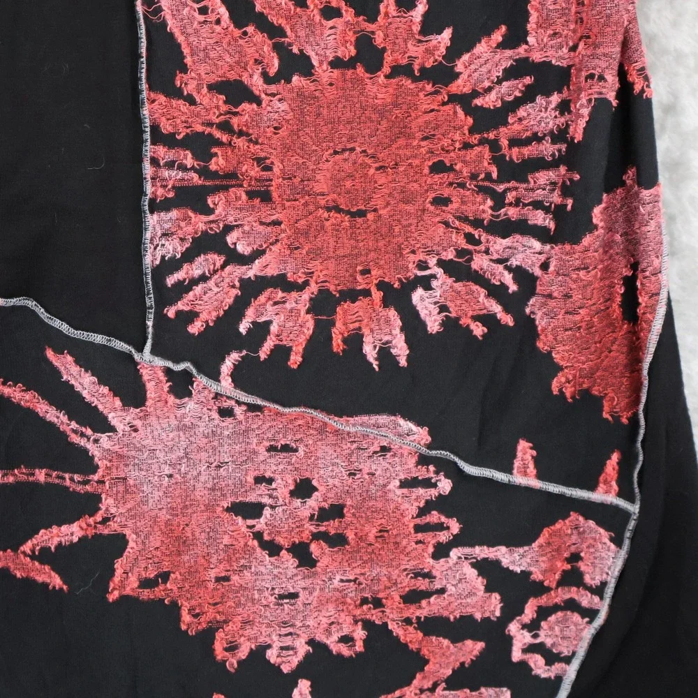 Paris Hues Embroidered Floral Tunic Top Women XL Black Boho Bohemian Art to Wear